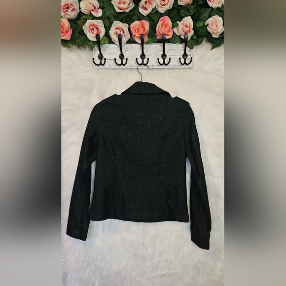 Red Star Dark Wash Denim Cropped Doublebreasted Jacket - Picture 3 of 7